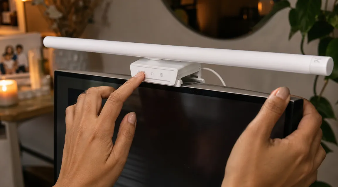 Close-up of monitor display settings screen showing brightness and color temperature controls